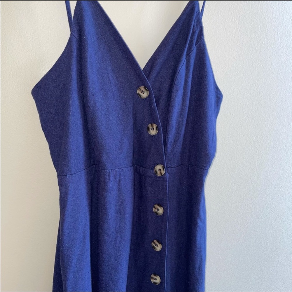 Urban Romantics blue linen button up dress small - Picture 4 of 8